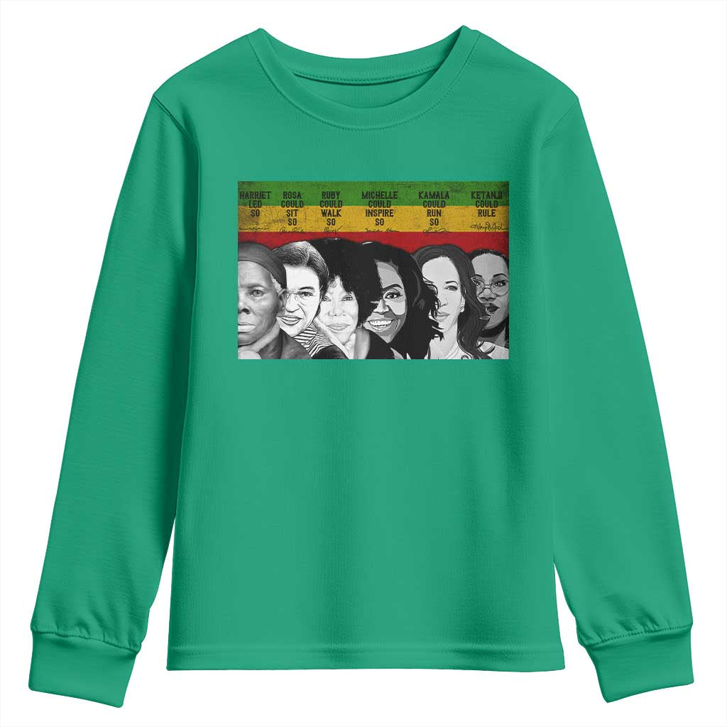 Black Pride Youth Sweatshirt Harriet Led Rosa Could Sit Ruby Could Walk Michelle Could Inspire Kamala Could Run Ketanji Could Rule - African Pride