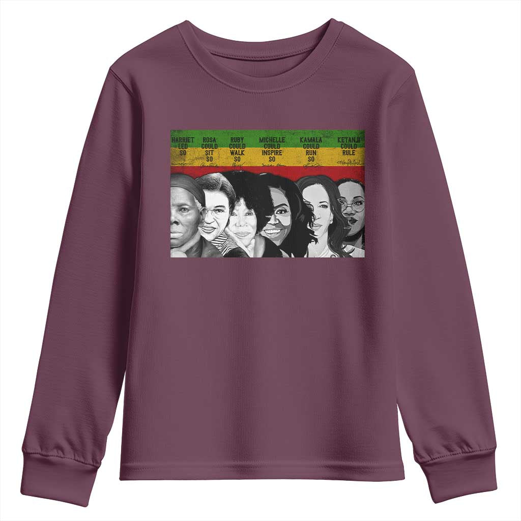 Black Pride Youth Sweatshirt Harriet Led Rosa Could Sit Ruby Could Walk Michelle Could Inspire Kamala Could Run Ketanji Could Rule - African Pride