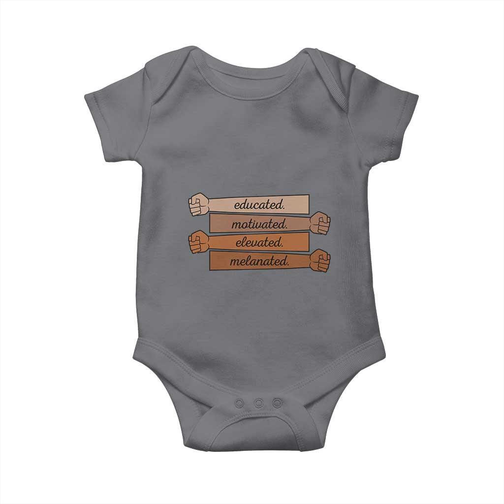 Black Pride Baby Onesie Educated Motivated Elevated Melanated BLM Melanin - African Pride