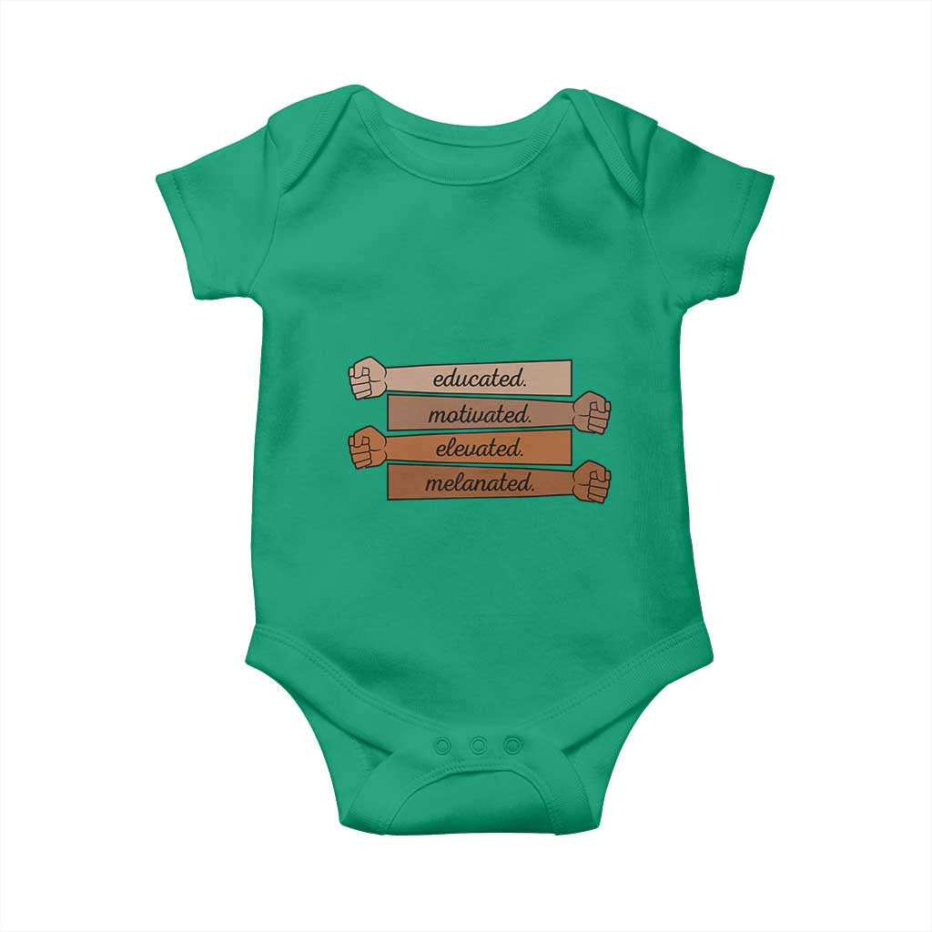 Black Pride Baby Onesie Educated Motivated Elevated Melanated BLM Melanin - African Pride