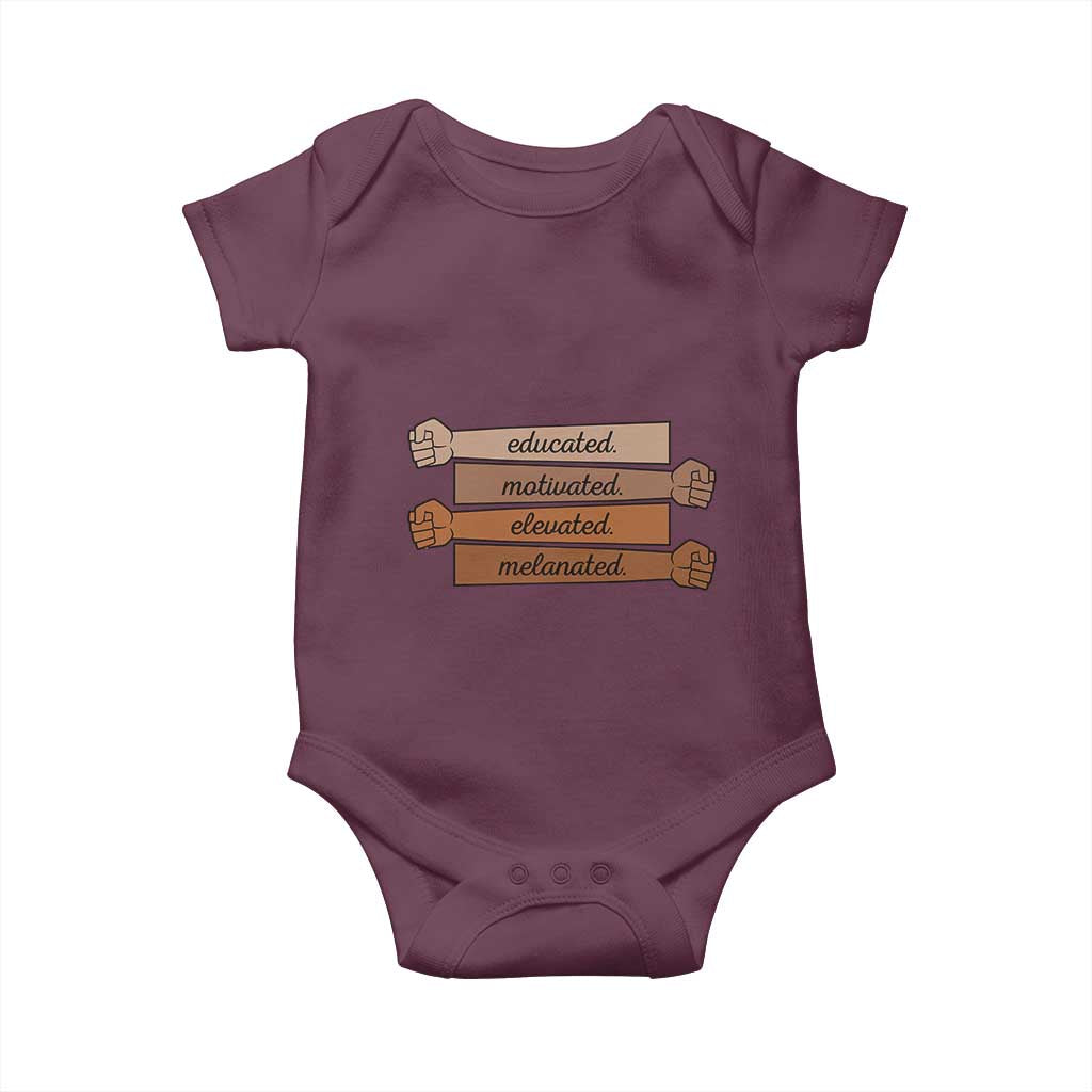 Black Pride Baby Onesie Educated Motivated Elevated Melanated BLM Melanin - African Pride