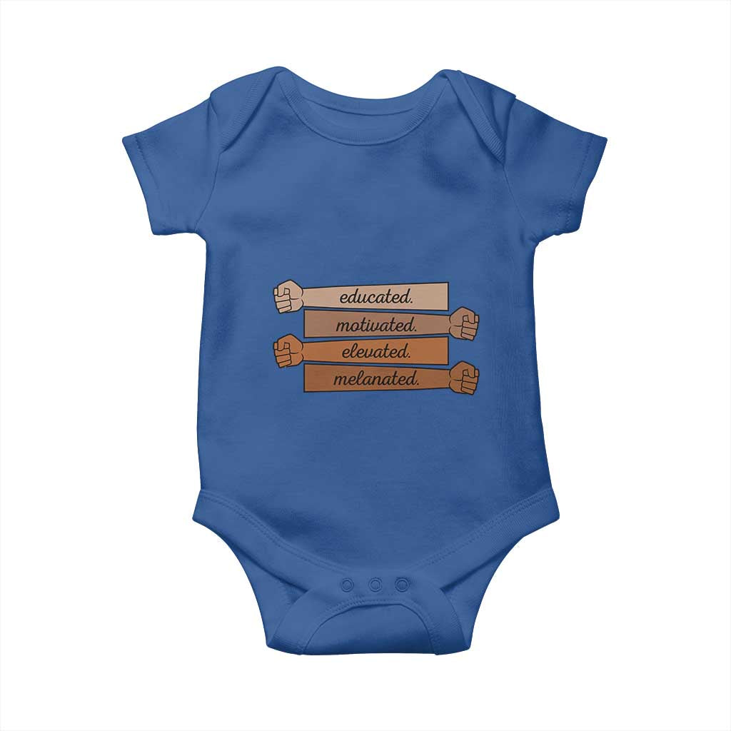 Black Pride Baby Onesie Educated Motivated Elevated Melanated BLM Melanin - African Pride