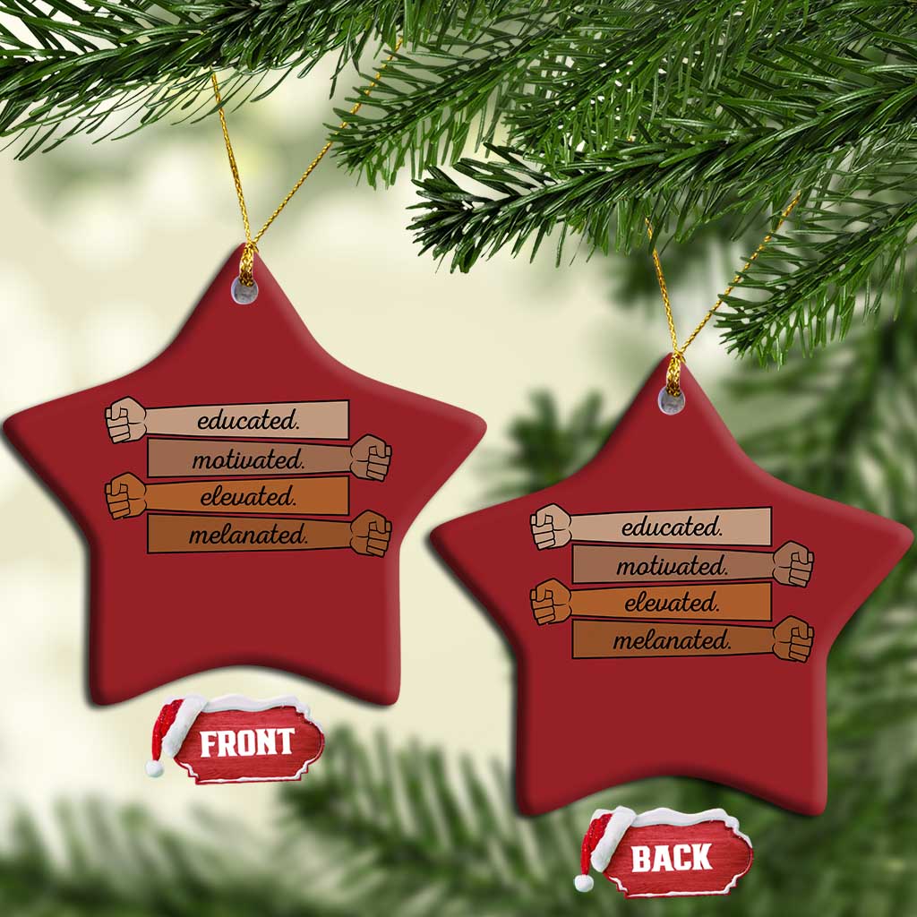 Black Pride Christmas Ornament Educated Motivated Elevated Melanated BLM Melanin - African Pride