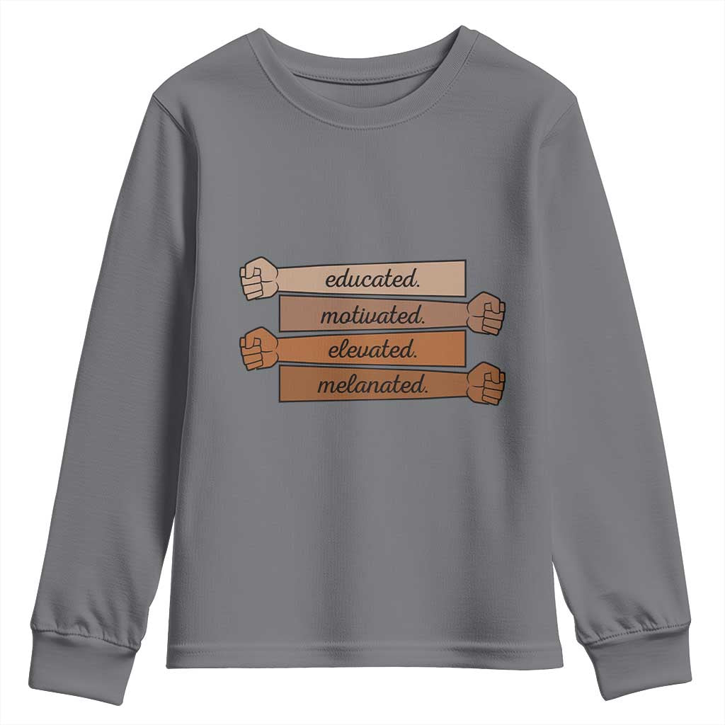 Black Pride Youth Sweatshirt Educated Motivated Elevated Melanated BLM Melanin - African Pride