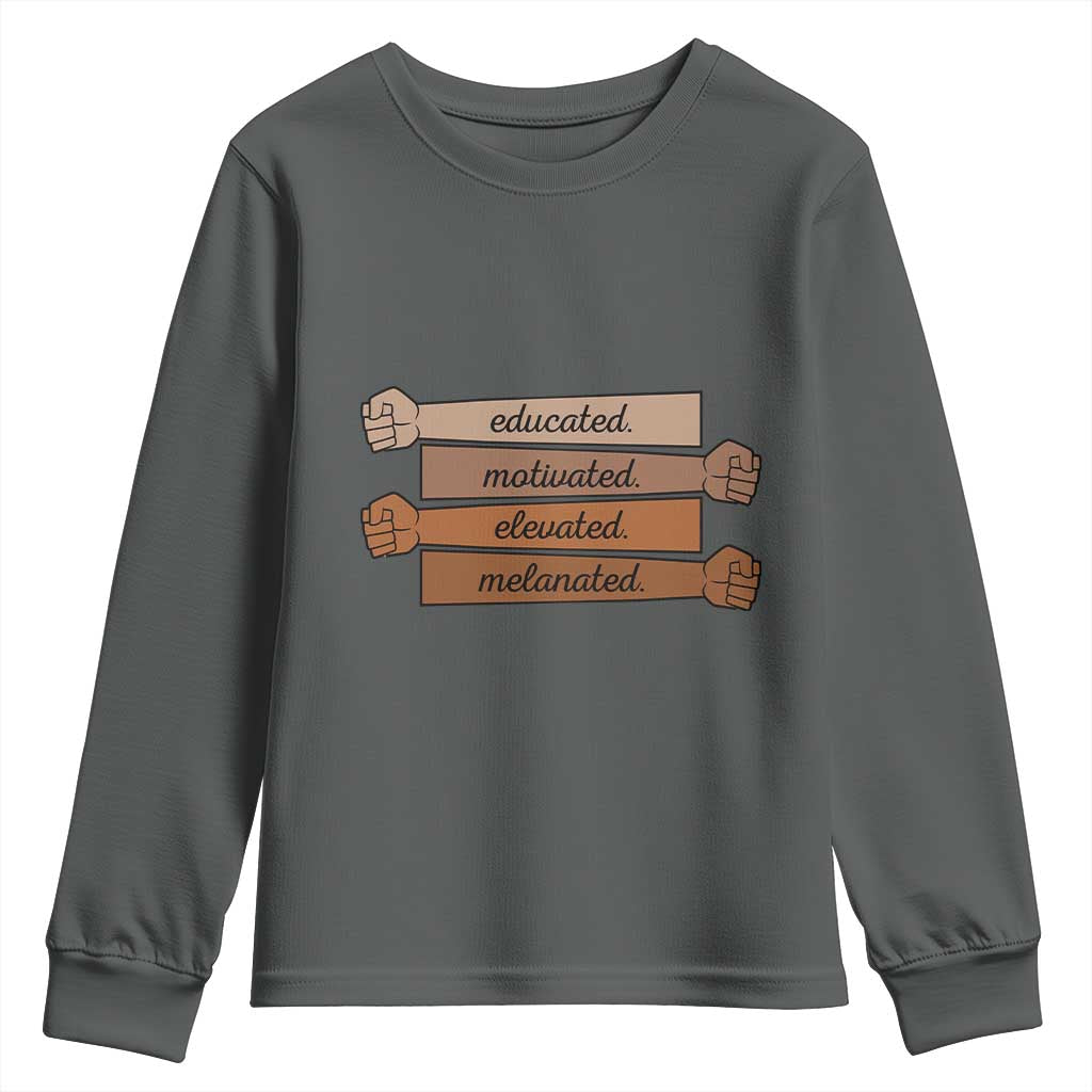 Black Pride Youth Sweatshirt Educated Motivated Elevated Melanated BLM Melanin - African Pride