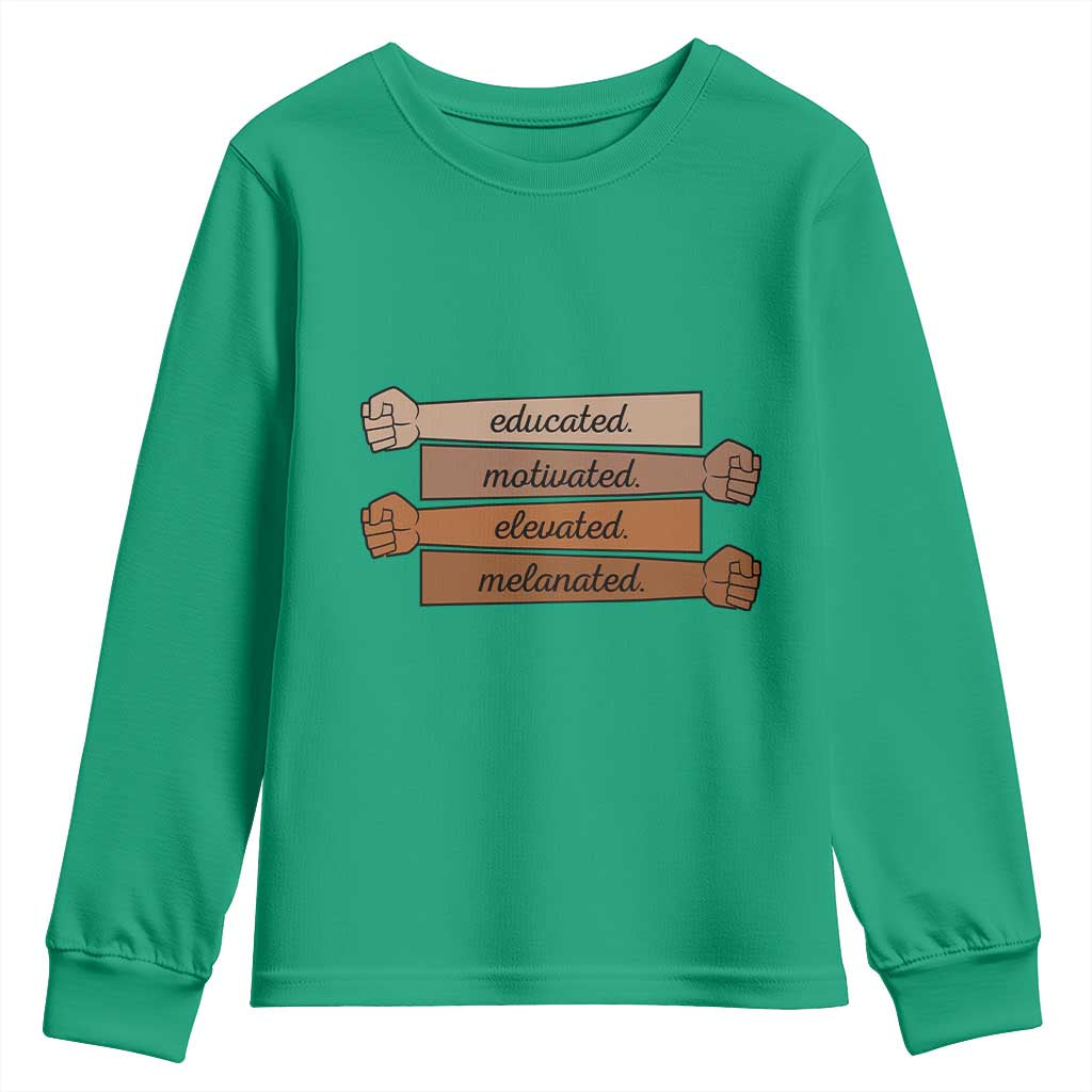 Black Pride Youth Sweatshirt Educated Motivated Elevated Melanated BLM Melanin - African Pride