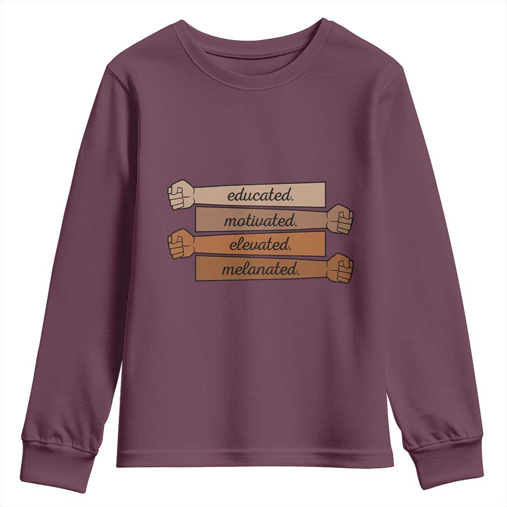 Black Pride Youth Sweatshirt Educated Motivated Elevated Melanated BLM Melanin - African Pride