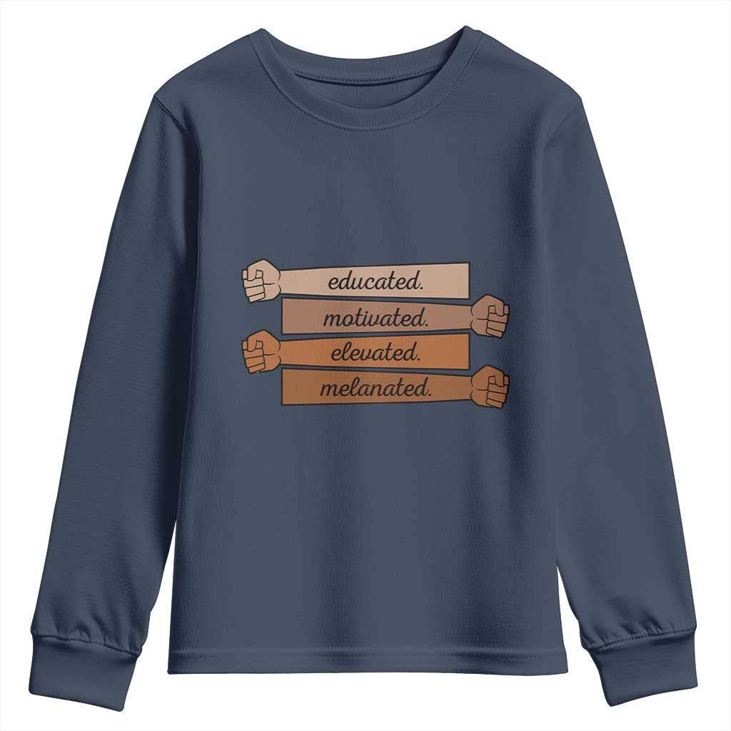 Black Pride Youth Sweatshirt Educated Motivated Elevated Melanated BLM Melanin - African Pride
