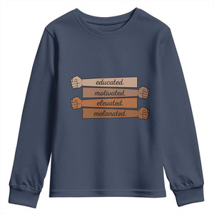 Black Pride Youth Sweatshirt Educated Motivated Elevated Melanated BLM Melanin - African Pride