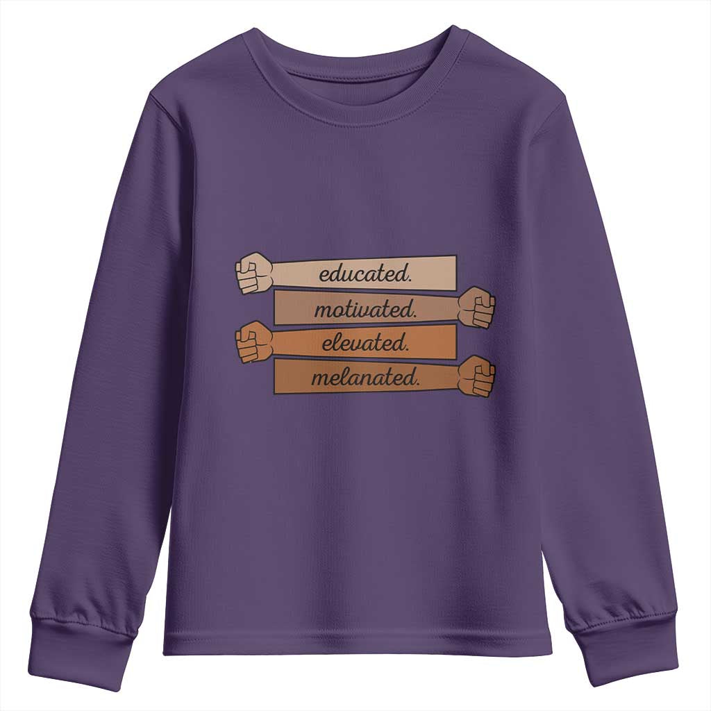 Black Pride Youth Sweatshirt Educated Motivated Elevated Melanated BLM Melanin - African Pride
