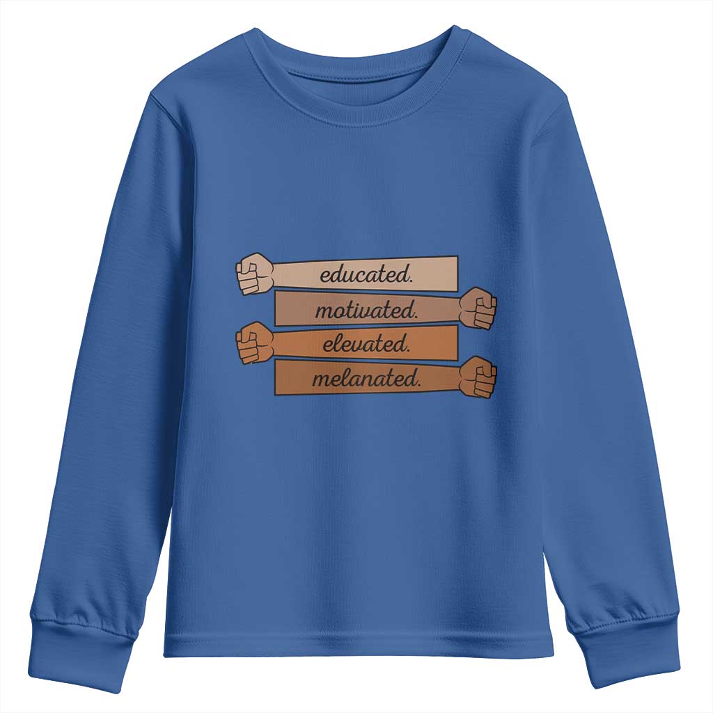 Black Pride Youth Sweatshirt Educated Motivated Elevated Melanated BLM Melanin - African Pride