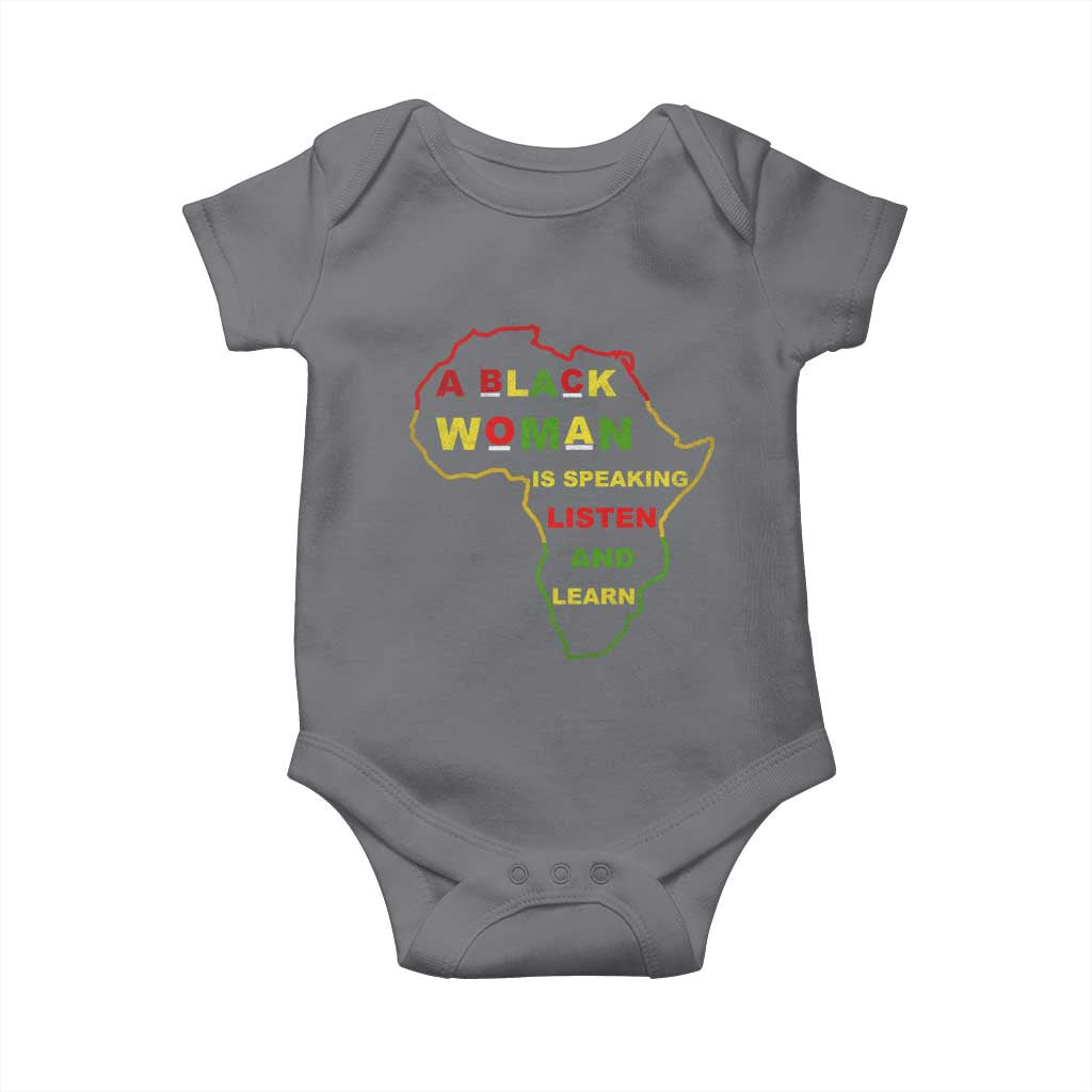 Black Pride Baby Onesie A Black Woman Is Speaking Listen And Learn Africa Map - African Pride