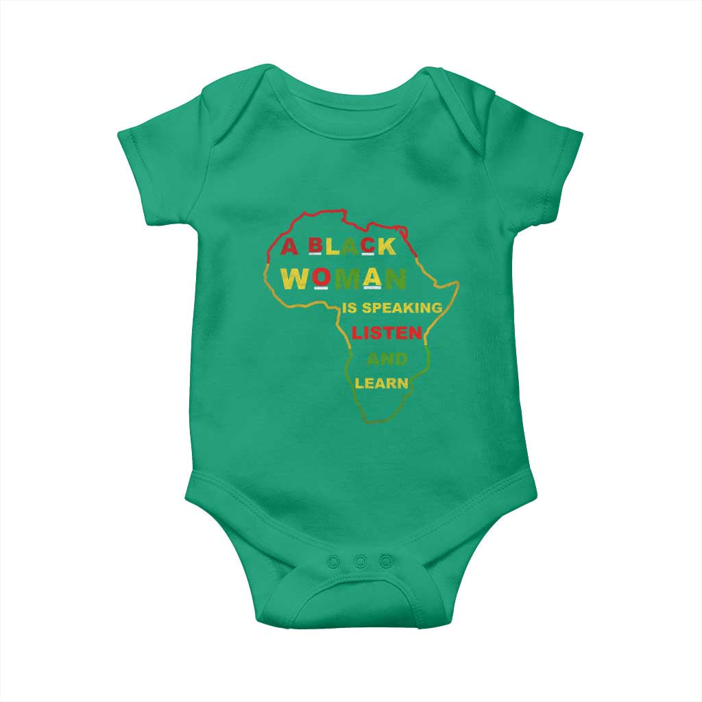 Black Pride Baby Onesie A Black Woman Is Speaking Listen And Learn Africa Map - African Pride