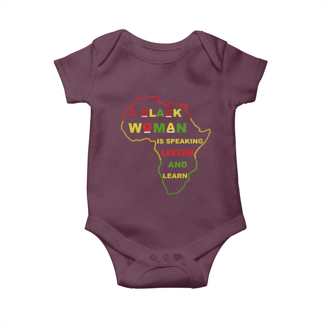 Black Pride Baby Onesie A Black Woman Is Speaking Listen And Learn Africa Map - African Pride