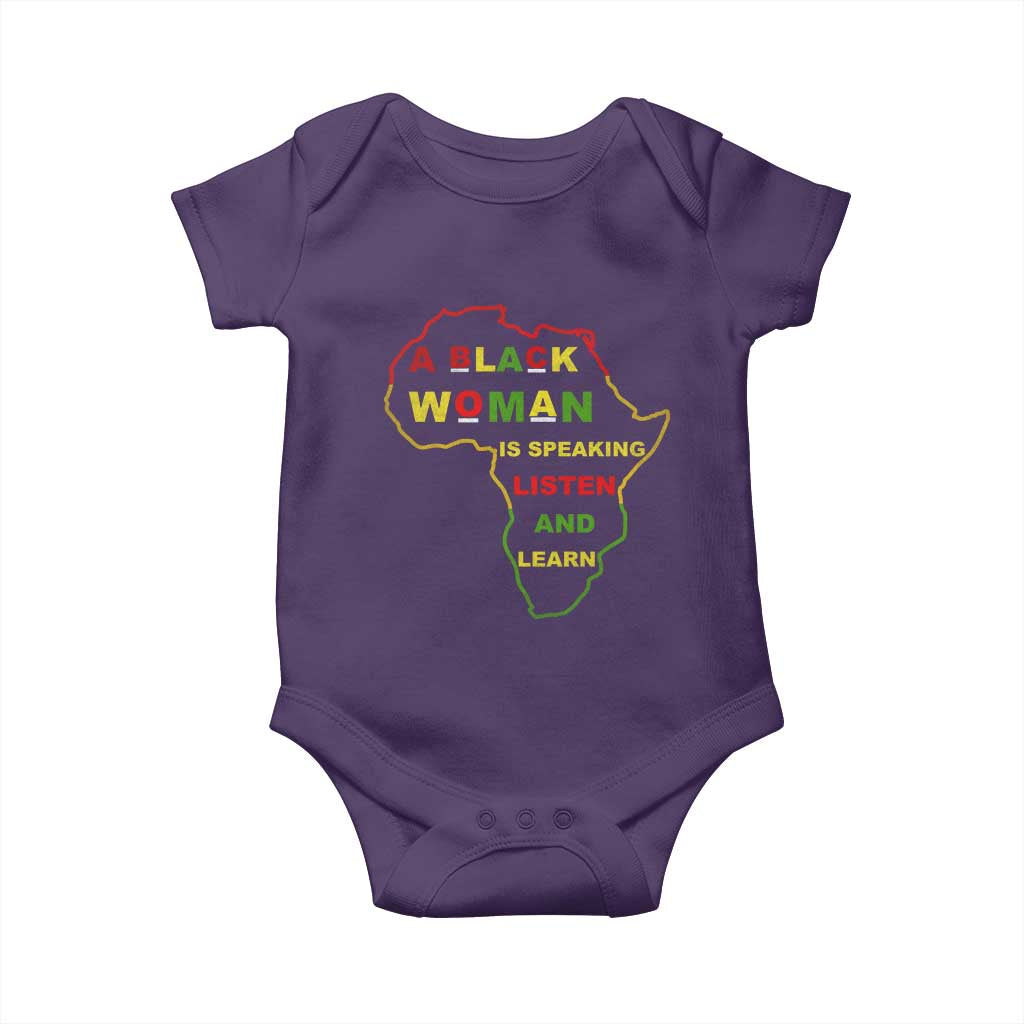 Black Pride Baby Onesie A Black Woman Is Speaking Listen And Learn Africa Map - African Pride