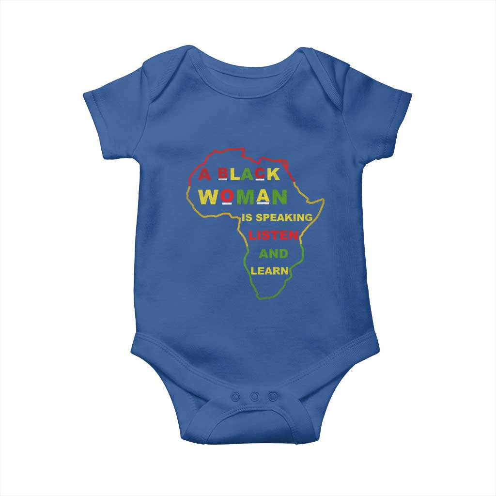 Black Pride Baby Onesie A Black Woman Is Speaking Listen And Learn Africa Map - African Pride