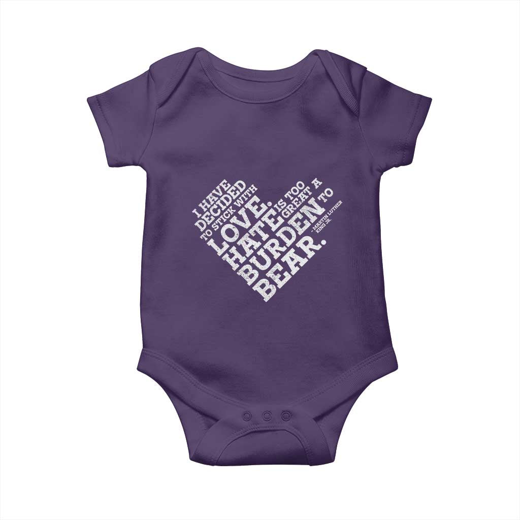 MLK Baby Onesie I Have Decided To Stick With Love Martin Luther King Black History Month - African Pride