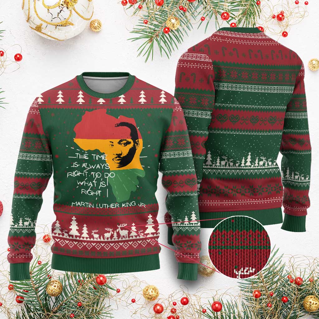 Martin Luther King Jr Knit Sweatshirt The Time Is Always Right To Do What Is Right MLK African Map - African Pride
