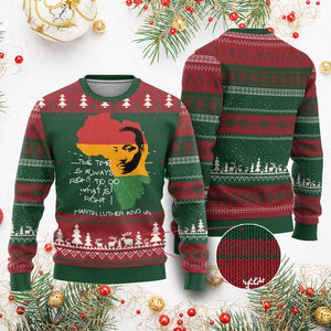Martin Luther King Jr Knit Sweatshirt The Time Is Always Right To Do What Is Right MLK African Map - African Pride