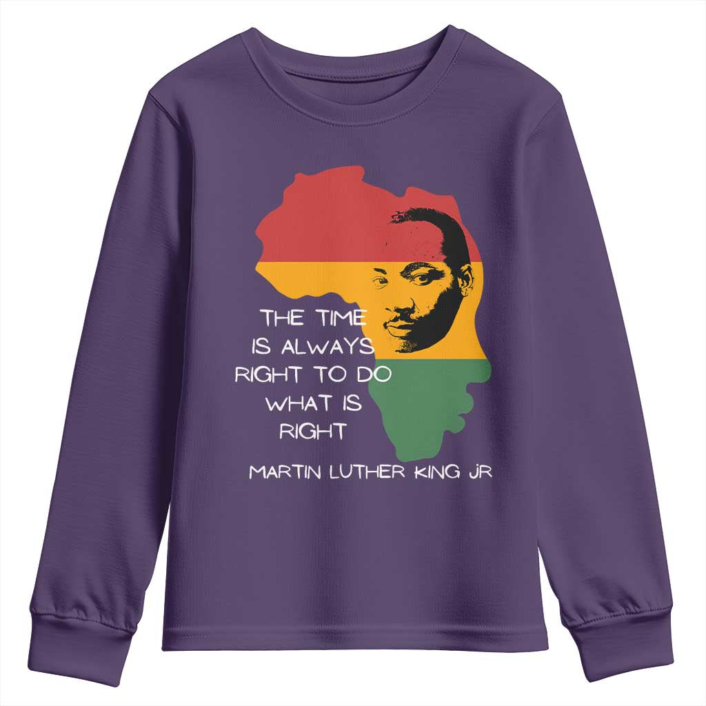 Martin Luther King Jr Youth Sweatshirt The Time Is Always Right To Do What Is Right MLK African Map - African Pride
