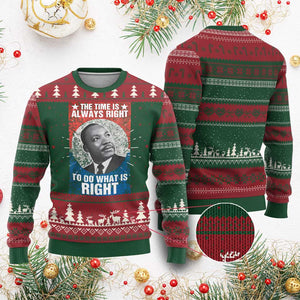Martin Luther King Jr Knit Sweatshirt The Time Is Always Right Civil Rights Black History Month MLK Day - African Pride