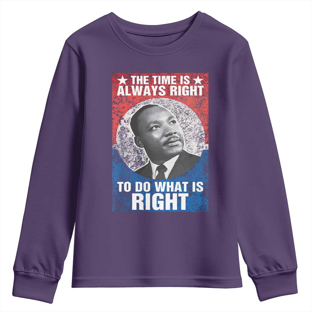 Martin Luther King Jr Youth Sweatshirt The Time Is Always Right Civil Rights Black History Month MLK Day - African Pride