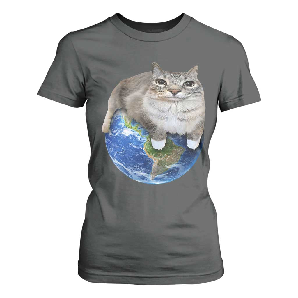 Earth Cat Silly Cat Meme T Shirt For Women