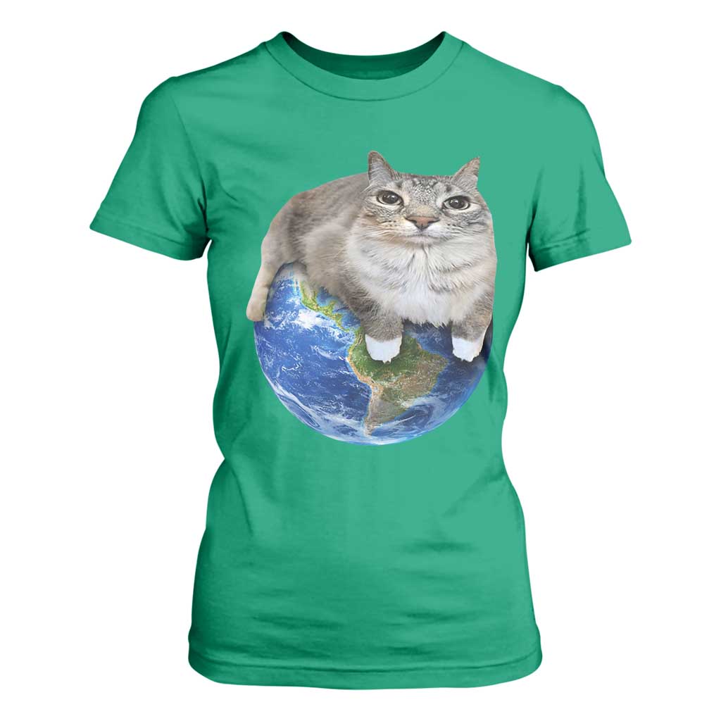 Earth Cat Silly Cat Meme T Shirt For Women