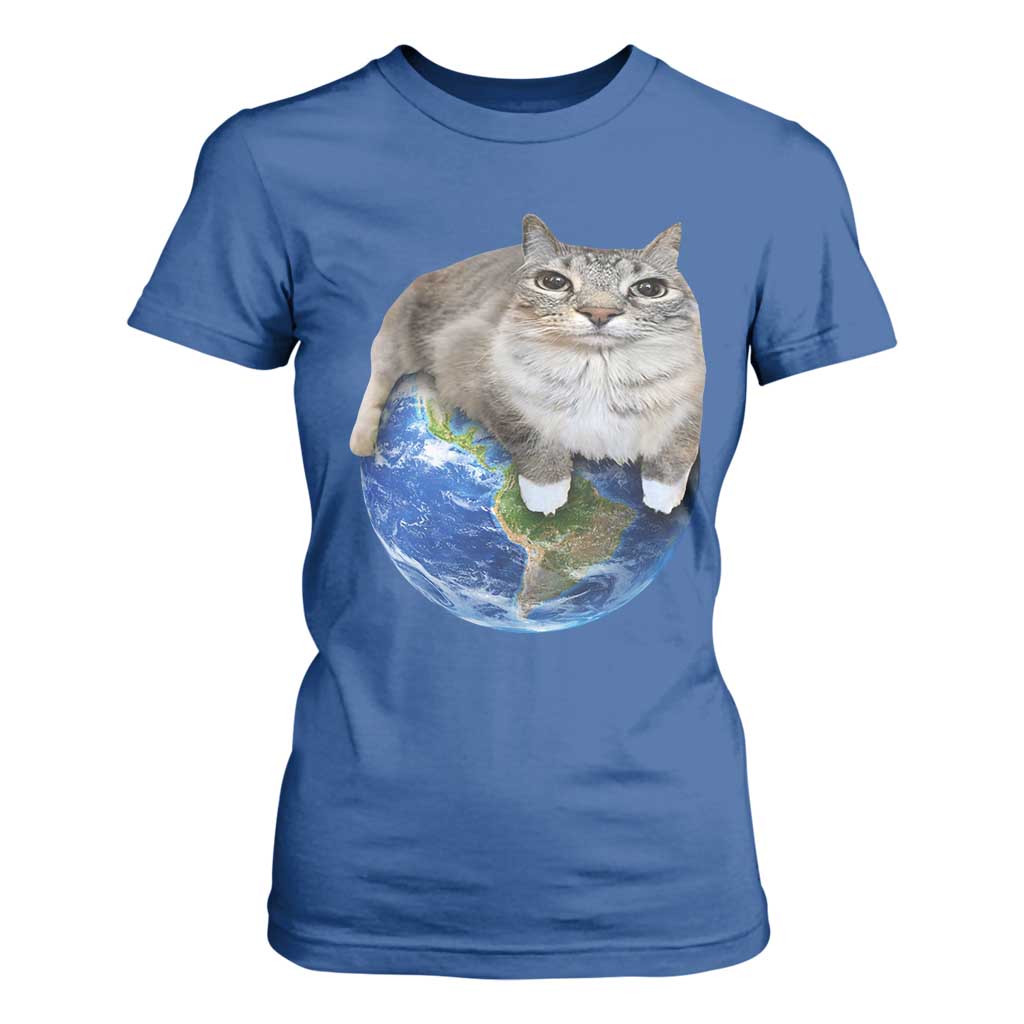 Earth Cat Silly Cat Meme T Shirt For Women