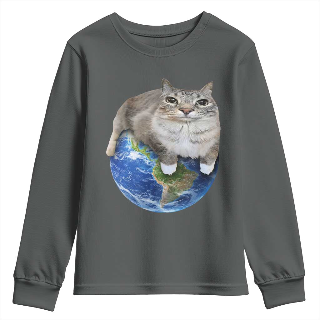 Earth Cat Silly Cat Meme Youth Sweatshirt