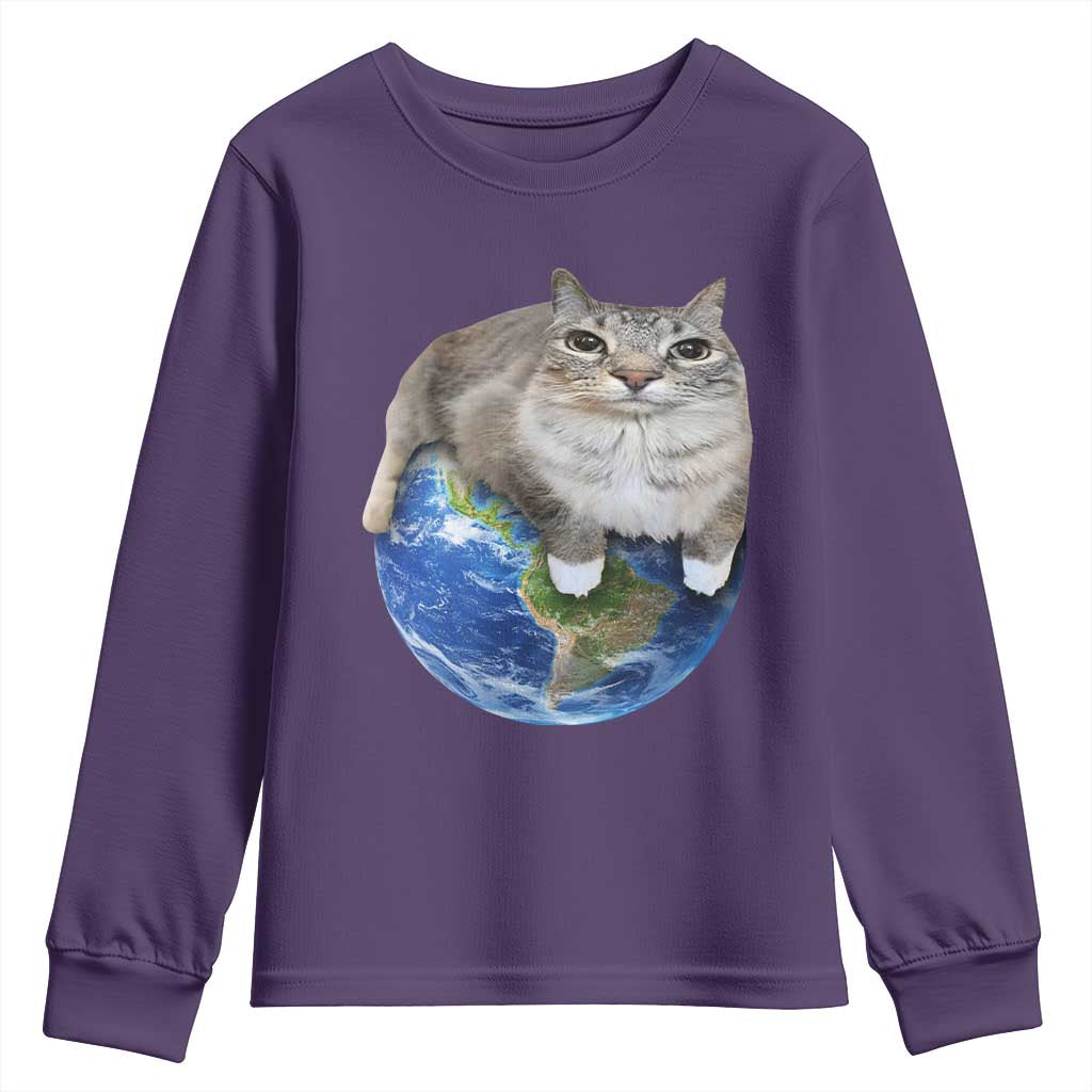 Earth Cat Silly Cat Meme Youth Sweatshirt