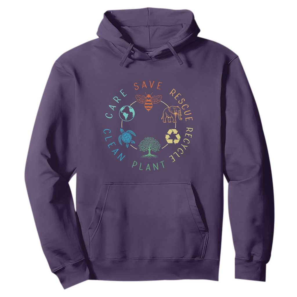 Earth Day Environment Hoodie Save Bees Rescue Animals Recycle Plastic