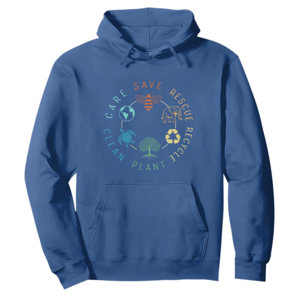 Earth Day Environment Hoodie Save Bees Rescue Animals Recycle Plastic