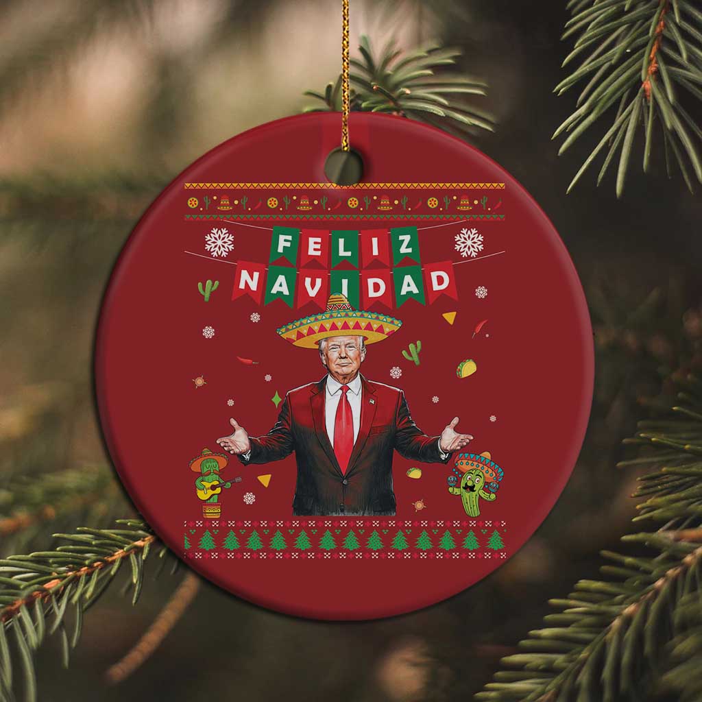 Mexico Christmas Trump Christmas Ornament Feliz Navidad Xmas Funny Trump Santa Ugly Christmas - African Pride