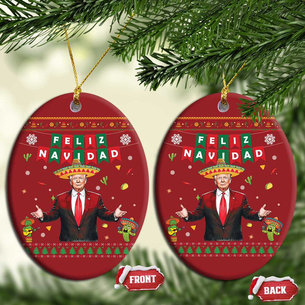 Mexico Christmas Trump Christmas Ornament Feliz Navidad Xmas Funny Trump Santa Ugly Christmas - African Pride