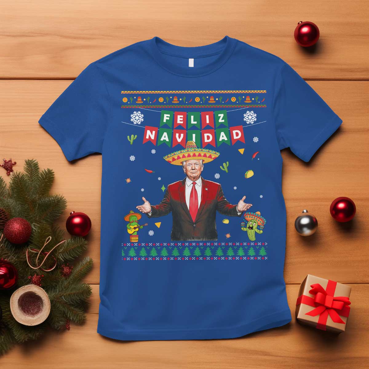 Mexico Christmas Trump T Shirt Feliz Navidad Xmas Funny Trump Santa Ugly Christmas - African Pride