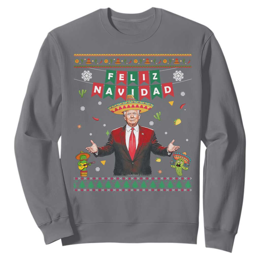 Mexico Christmas Trump Sweatshirt Feliz Navidad Xmas Funny Trump Santa Ugly Christmas - African Pride