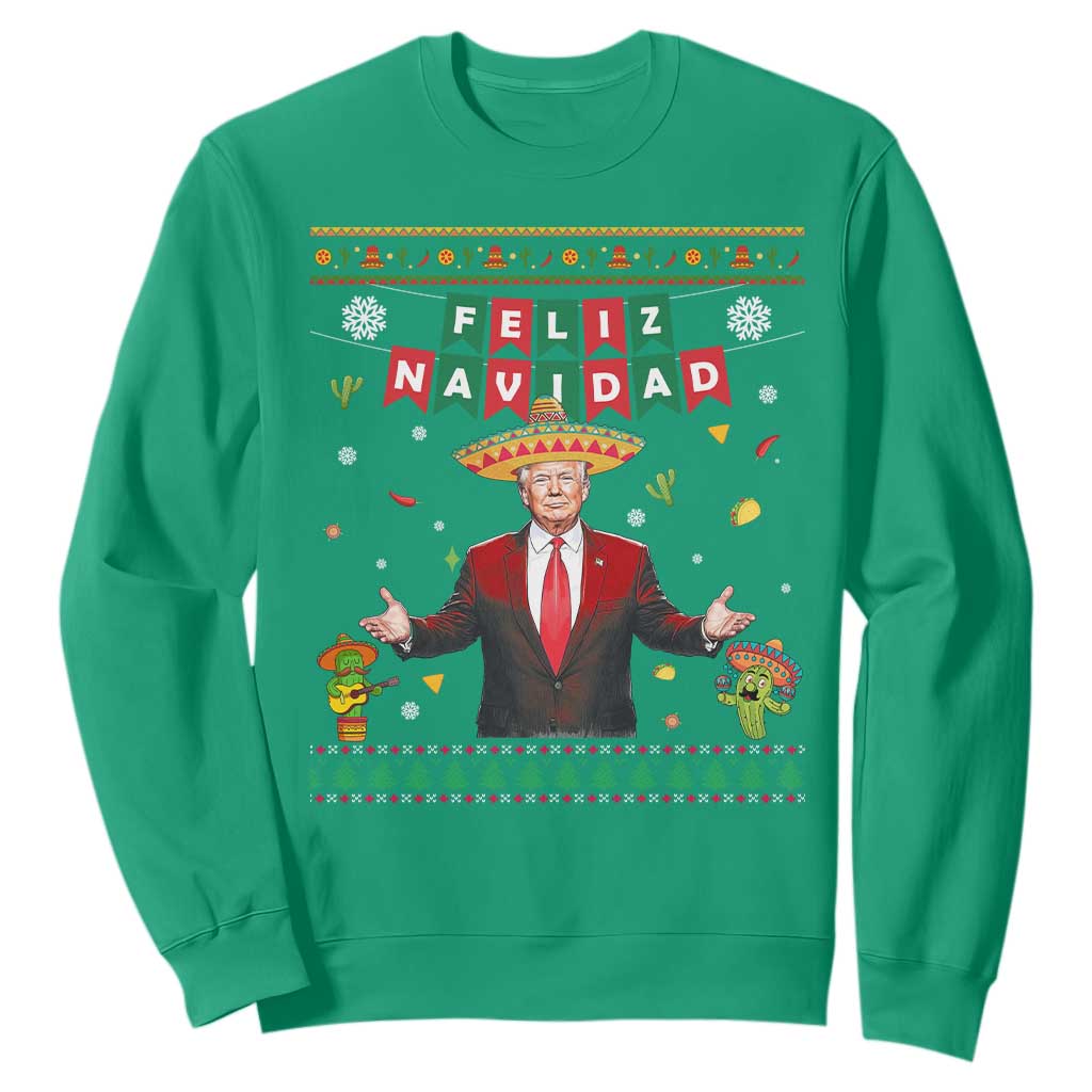 Mexico Christmas Trump Sweatshirt Feliz Navidad Xmas Funny Trump Santa Ugly Christmas - African Pride