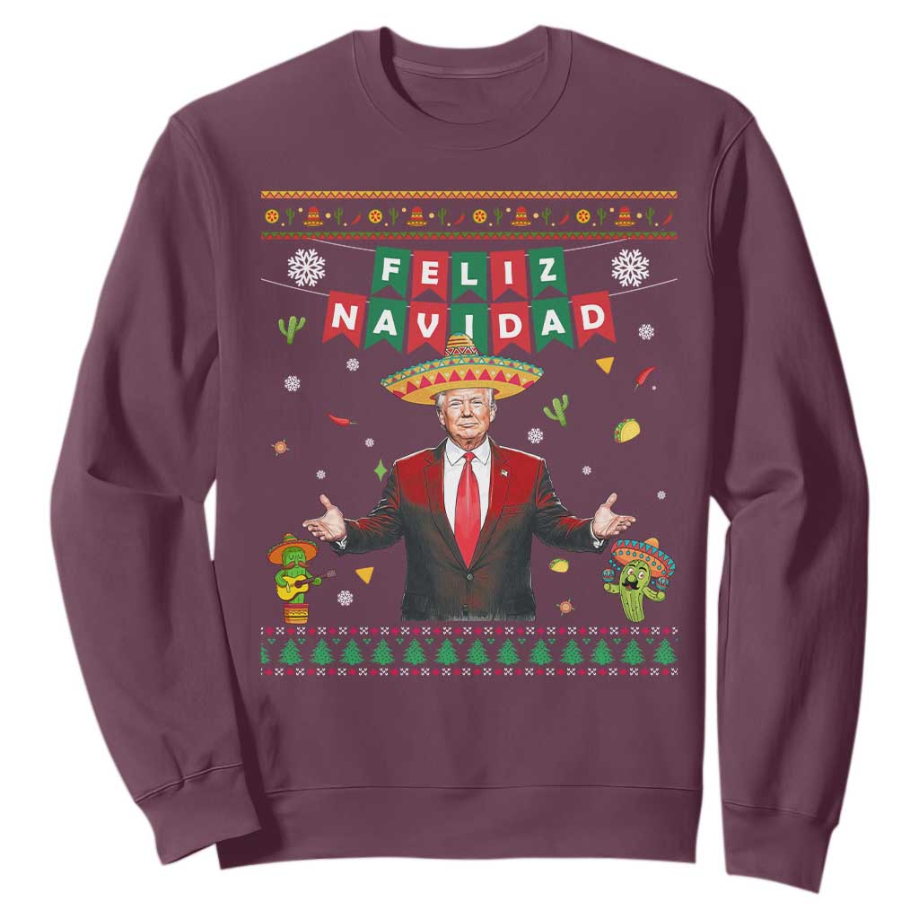 Mexico Christmas Trump Sweatshirt Feliz Navidad Xmas Funny Trump Santa Ugly Christmas - African Pride