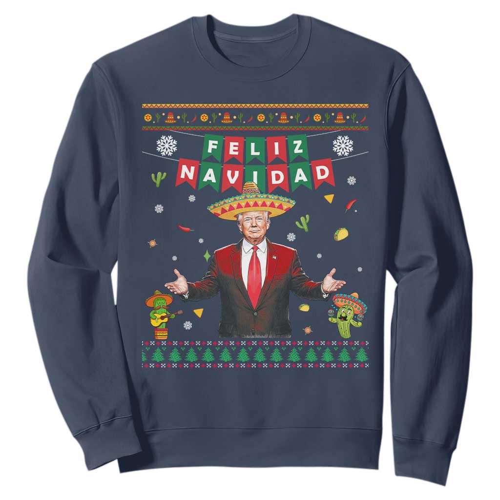 Mexico Christmas Trump Sweatshirt Feliz Navidad Xmas Funny Trump Santa Ugly Christmas - African Pride