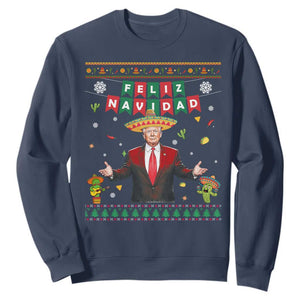 Mexico Christmas Trump Sweatshirt Feliz Navidad Xmas Funny Trump Santa Ugly Christmas - African Pride