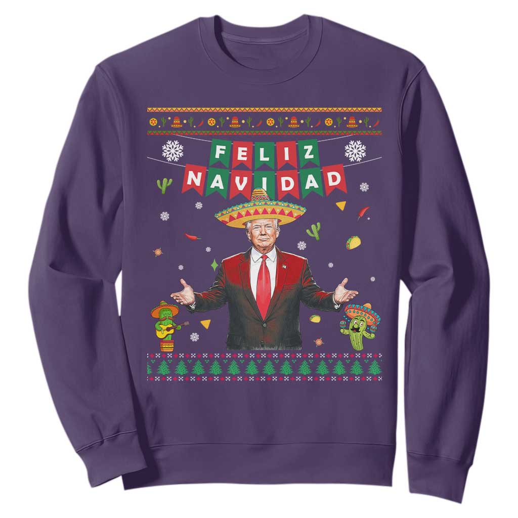 Mexico Christmas Trump Sweatshirt Feliz Navidad Xmas Funny Trump Santa Ugly Christmas - African Pride