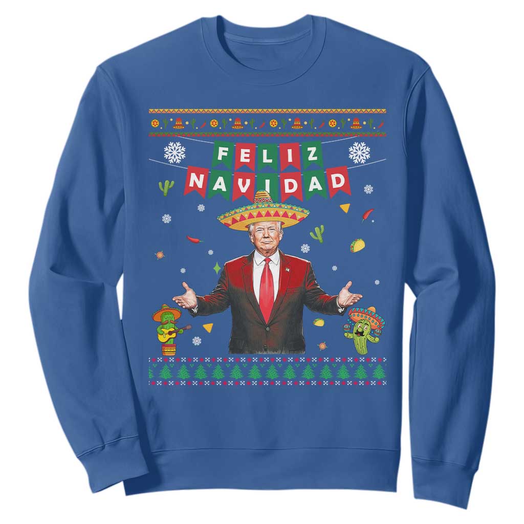 Mexico Christmas Trump Sweatshirt Feliz Navidad Xmas Funny Trump Santa Ugly Christmas - African Pride