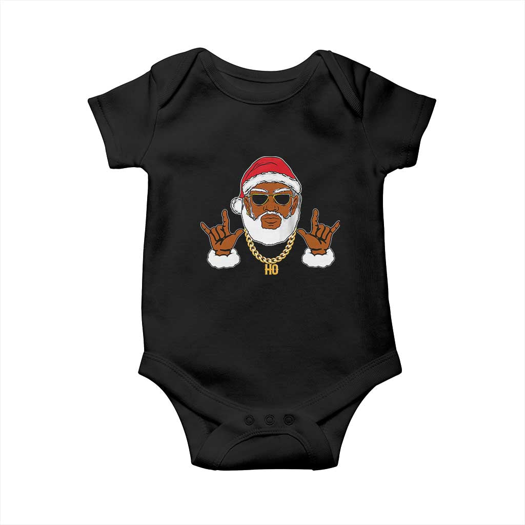 Funny Christmas Santa Baby Onesie Black Hip Hop Santa African American Santa Rapper Fan