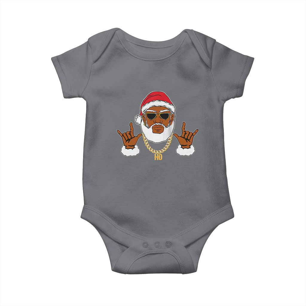 Funny Christmas Santa Baby Onesie Black Hip Hop Santa African American Santa Rapper Fan