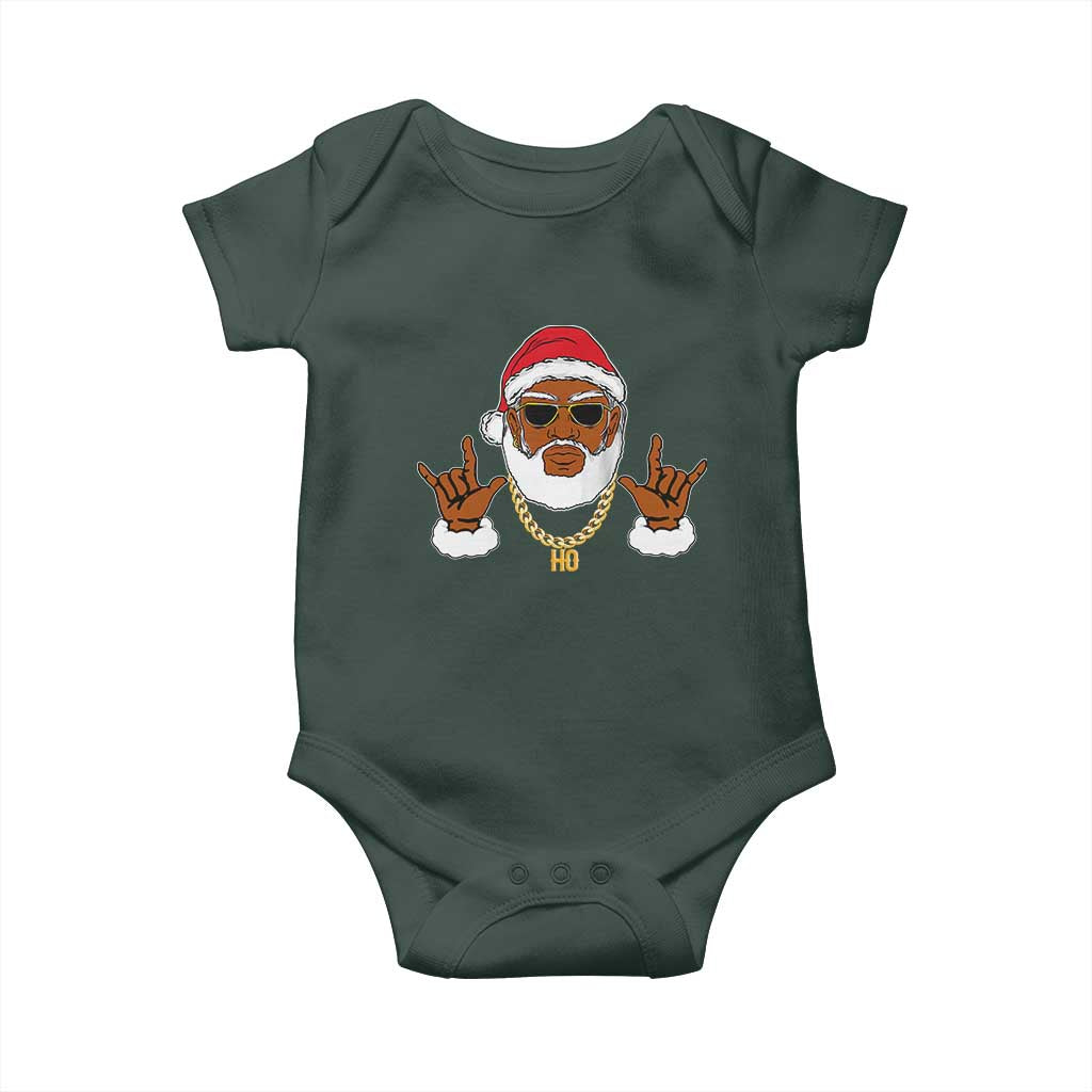 Funny Christmas Santa Baby Onesie Black Hip Hop Santa African American Santa Rapper Fan