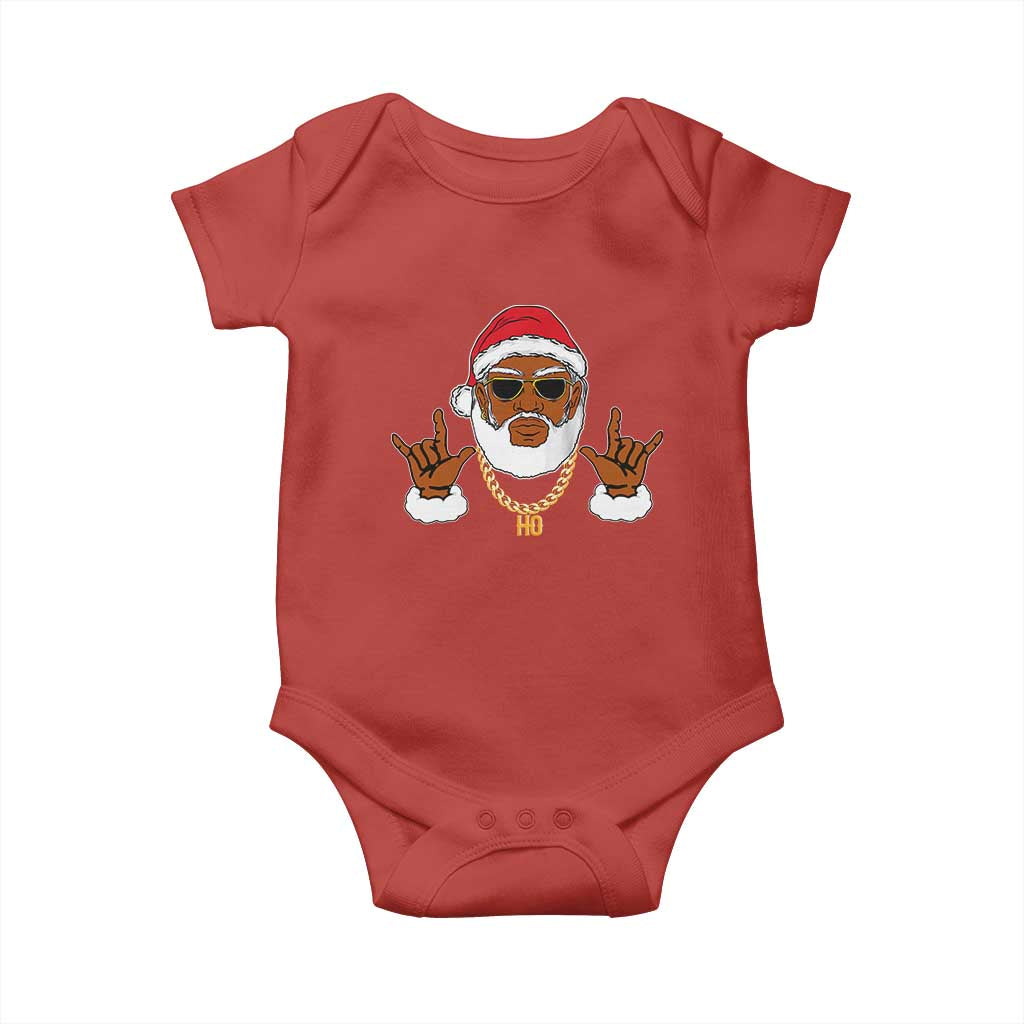 Funny Christmas Santa Baby Onesie Black Hip Hop Santa African American Santa Rapper Fan