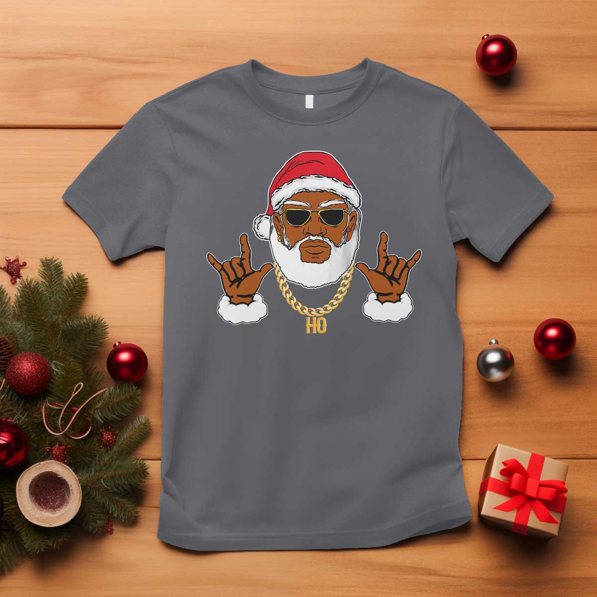Funny Christmas Santa T Shirt Black Hip Hop Santa African American Santa Rapper Fan