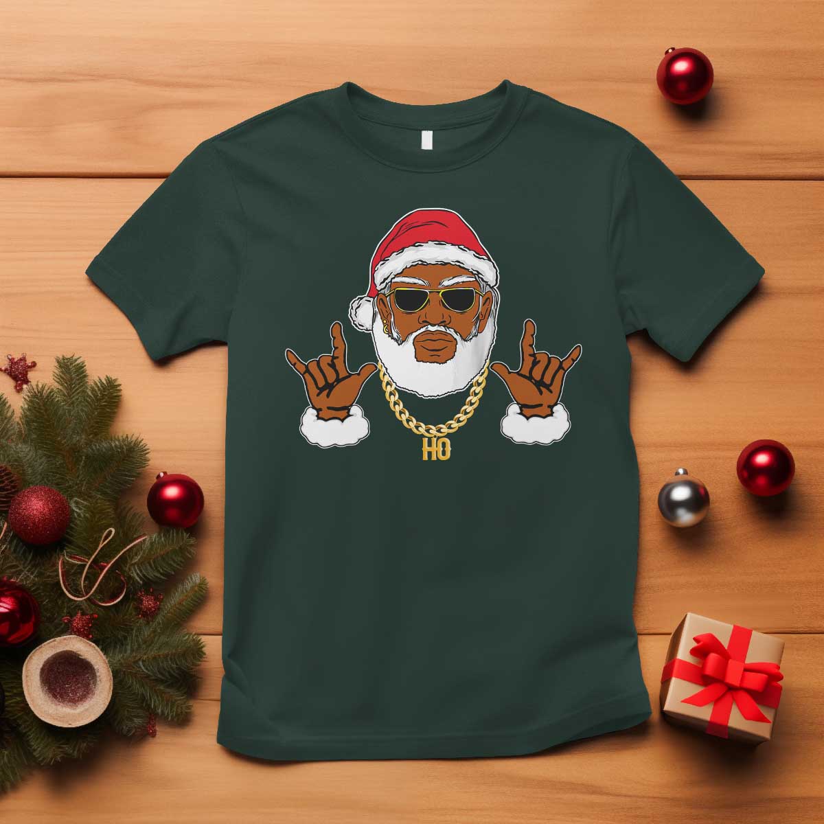 Funny Christmas Santa T Shirt Black Hip Hop Santa African American Santa Rapper Fan