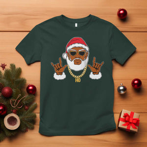 Funny Christmas Santa T Shirt Black Hip Hop Santa African American Santa Rapper Fan